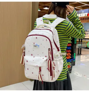 Japanse stijl casual rugzak voor dames, schattige schooltas met mooie sterrenprint.