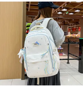 Japanse stijl schattige sterrenpatroon schoolrugzak voor dames, casual dagelijkse tas.