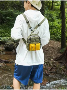 Mochila ligera de nylon con cordón para viajes al aire libre bolso cruzado deportivo