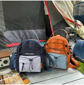 Bolso bandolera ligero de nailon con cordón, bolsa de teléfono deportiva informal.