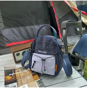 Bolso cruzado de nailon ligero para exteriores con cordón para ocio y deportes