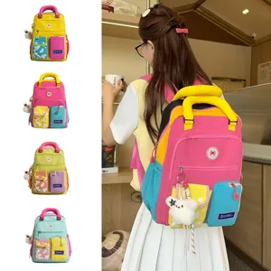 Koreaanse stijl dopamine colorblock vrouwen rugzak casual schattige studenten tas