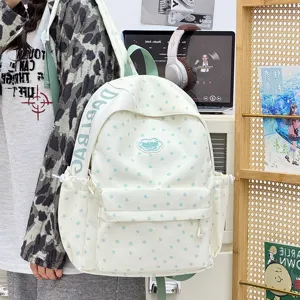 Koreaanse stijl studentenrugzak met schattig sterpatroon, grote capaciteit schooltas voor dagelijks.