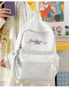 Japanse stijl stip ster rugzak voor vrouwen, schattige schooltas lichtgewicht en veelzijdig