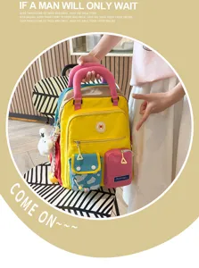 Koreaanse stijl dopamine kleurblok vrouwen rugzak stijlvolle casual reizen schooltas