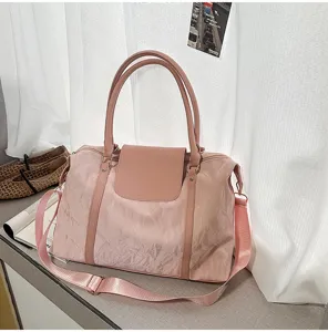Gran bolsa de viaje rosa elegante de color sólido bolso de hombro para mujeres en verano