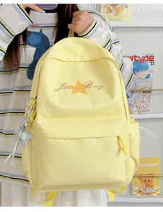 Gele rugzak met stippen voor schoolmeisjes, zoete Japanse stijl lichte dagrugzak.