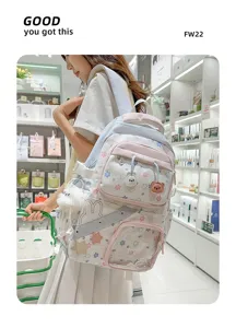 Leuke sterren schoolrugzak met transparante voorzak en grote capaciteit casual tas