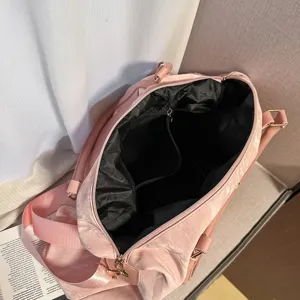 Bolso de viaje grande rosa para mujer, bolsa de equipaje portatil de fin de semana con cremallera.
