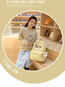 Casual canvas school backpack for teen girls, large capacity campus student book bag durable.
