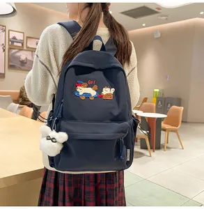 Casual canvas backpack for school teenage girls large capacity durable student bookbag daily use