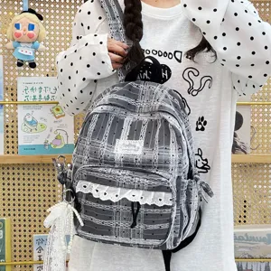 Koreaanse stijl polkadot rugzak casual kanten schooltas veelzijdige dagelijkse tas voor dames