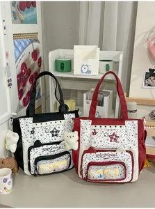 Schattige transparante ita tas grote capaciteit shopper canvas schoudertas zoet