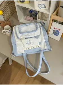 Leuke transparante canvas Ita tas schoudertas met ster borduurwerk grote capaciteit