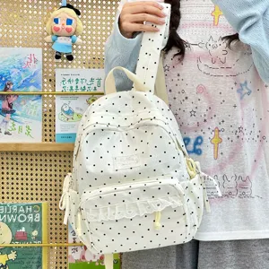 Koreaanse stijl polka dot casual rugzak met schattige zak en comfortabele riemen.