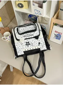 Schattige zwart-witte transparante tas met doorzichtig venster en schattige kattenoren.
