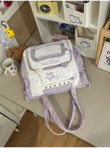 Leuke transparante ita-tas met kattenoren, grote tote bag voor school en dagelijks gebruik.