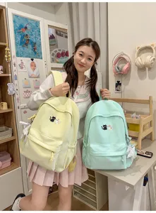 Koreaanse stijl canvas student schooltas met schattige kat grote capaciteit rugzak