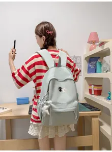 Koreaanse stijl canvas casual studentenrugzak, minimalistische grote schooltas.