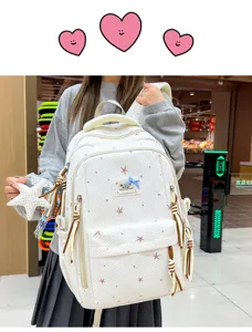 Japanse stijl dames rugzak schattig sterrenpatroon canvas schooltas casual reistas