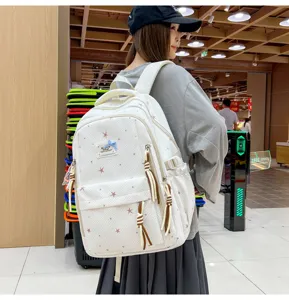 Japans stijl schattige sterren patroon canvas rugzak voor school reizen dagelijkse tas