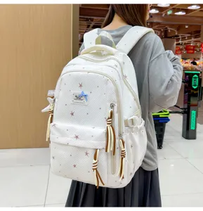 Japans stijl casual canvas rugzak voor vrouwen schattige schooltas reistas met sterren patroon
