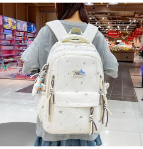 Japanse ins casual rugzak met sterrenprint voor dames, schattige schooltas voor studenten en reizen.