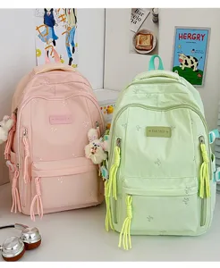 Leuke rugzak met strik borduurwerk voor meisjes, grote capaciteit schooltas casual.