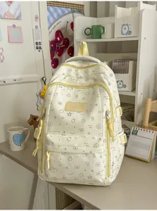 Grote schoolrugzak met schattig sterren- en berenpatroon voor studenten dagelijks.