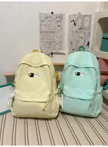 Koreaanse stijl casual minimalistische rugzak met schattige kattenborduurwerk voor studenten.