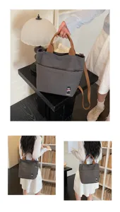 Sac cabas en toile épaisse style coréen pour femmes, sac à bandoulière décontracté quotidien.