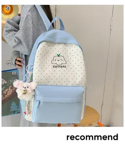 Japans schattig geprikte rugzak grote capaciteit schooltas met pluche berenhanger