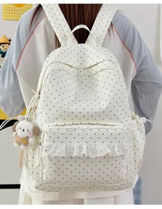 Koreaanse stijl polkadot rugzak schattige kanten schooltas casual en lichte damesrugzak