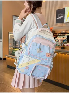 Leuke meisjes schoolrugzak ins stijl grote capaciteit multi pocket casual ontwerp