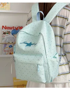 Leuke mintgroene rugzak met stipjes voor studenten dagelijkse casual schattige stijl licht