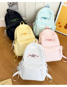 Japanse stijl polkadot ster schoolrugzak voor vrouwen student schattige casual tas