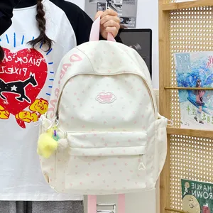 Japanse stijl zoete roze ster print canvas studenten rugzak grote capaciteit tas