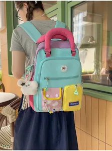 Dopamine colorblock vrouwen rugzak leuke stijl lichte schooltas reizen casual trendy rugzak