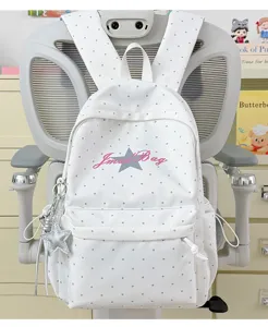 Leuke Japanse stippen schoolrugzak voor tienermeisjes lichtgewicht esthetische tas dagelijks