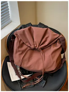 Sac bandoulière décontracté avec cordon, grande capacité sac hobo uni unisexe élégant.