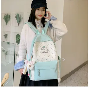 Japans schattige stippen rugzak casual schooltas met wolkenprint en pluche hanger.