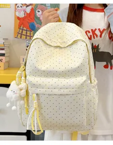 Schattige polkadot canvas rugzak in Koreaanse stijl voor studenten grote capaciteit tas