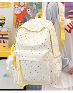 Schattige gele stippen canvas rugzak grote capaciteit schooltas voor studenten in Koreaanse stijl