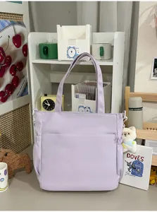 Lichtpaarse canvas shopper tas grote capaciteit schoudertas casual dagelijkse handtas