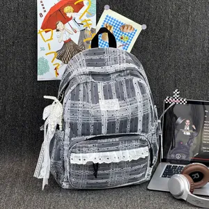 Koreaanse preppy stijl polkadot rugzak kant schooltas casual dagrugzak voor meisjes