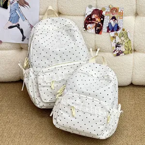 Koreaanse stijl polkadot kanten rugzak, schattige studenten schooltas voor casual meisjes.