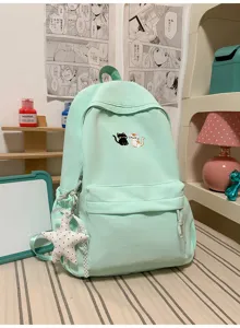 Koreaanse stijl casual minimalistische studentenrugzak met kattenborduursel en sterhanger
