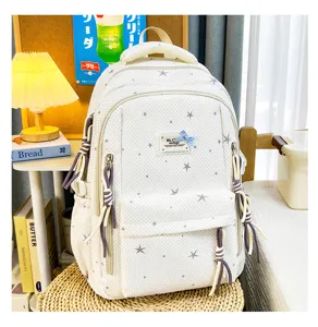 Japanse stijl sterrenpatroon casual canvas rugzak voor dames school reizen tas leuk