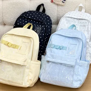 Zaino ita con pois e stelle e finestra trasparente per spille e bambole dolci casual