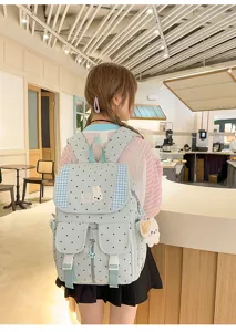 Koreaanse stijl polkadot retro rugzak, stijlvolle casual schooltas voor studenten.